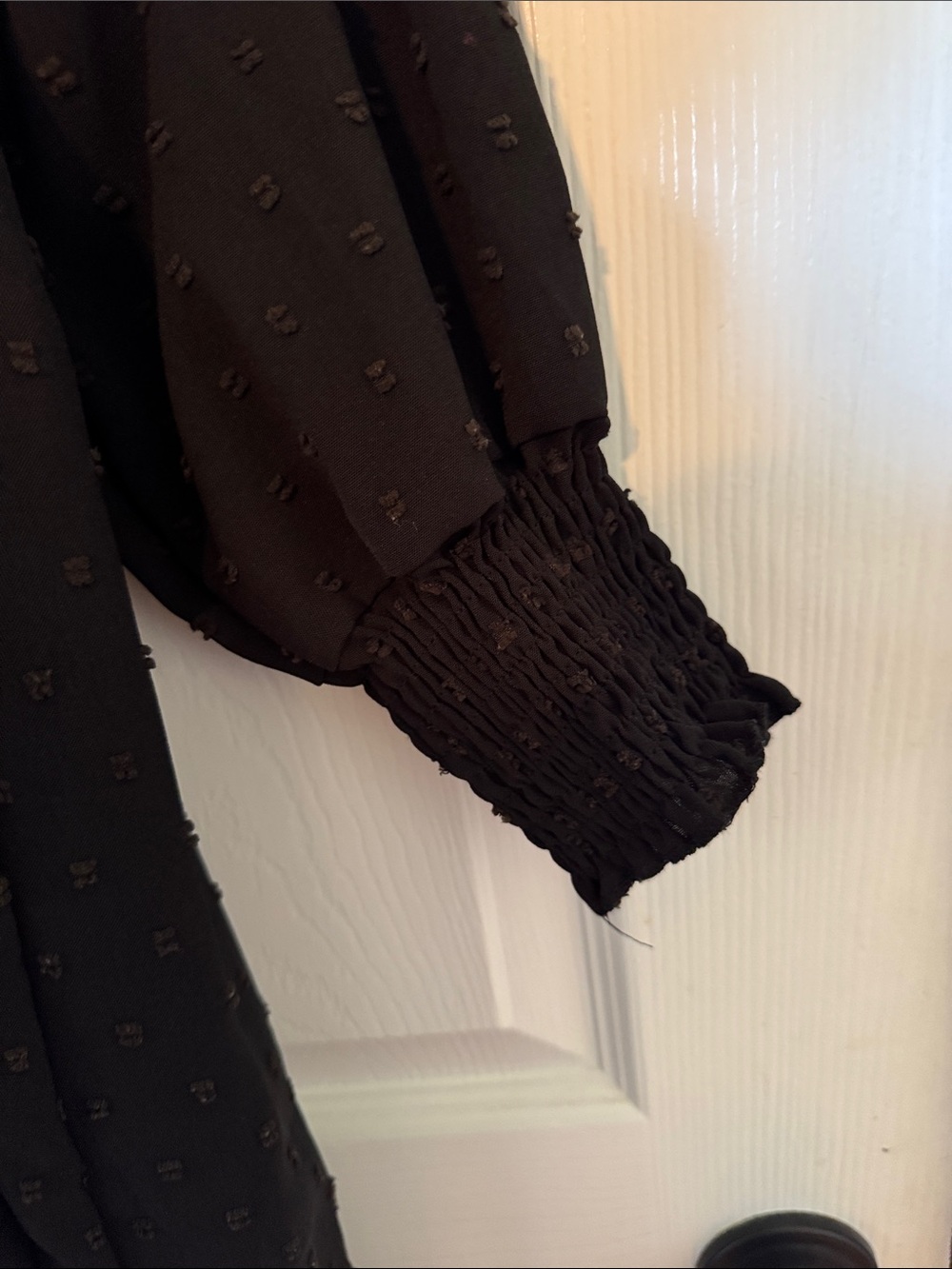 SHEIN Black Long Sleeve Swiss Dot Shift Dress - Picture 4 of 7